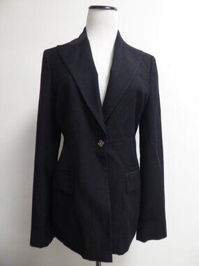 Vintage GIANNI VERSACE COUTURE long black classic jacket wool BLAZER 8 i42